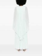 Huishan Zhang Green Plissé Cape Gown