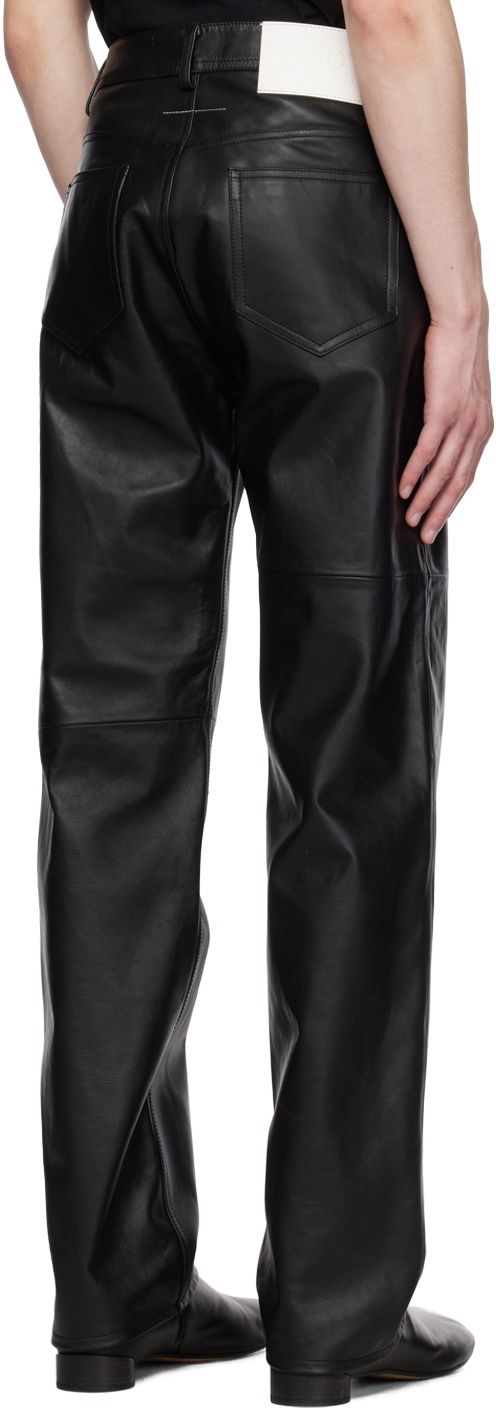 MM6 Maison Margiela Black Paneled Leather Pants MM6 Maison Margiela