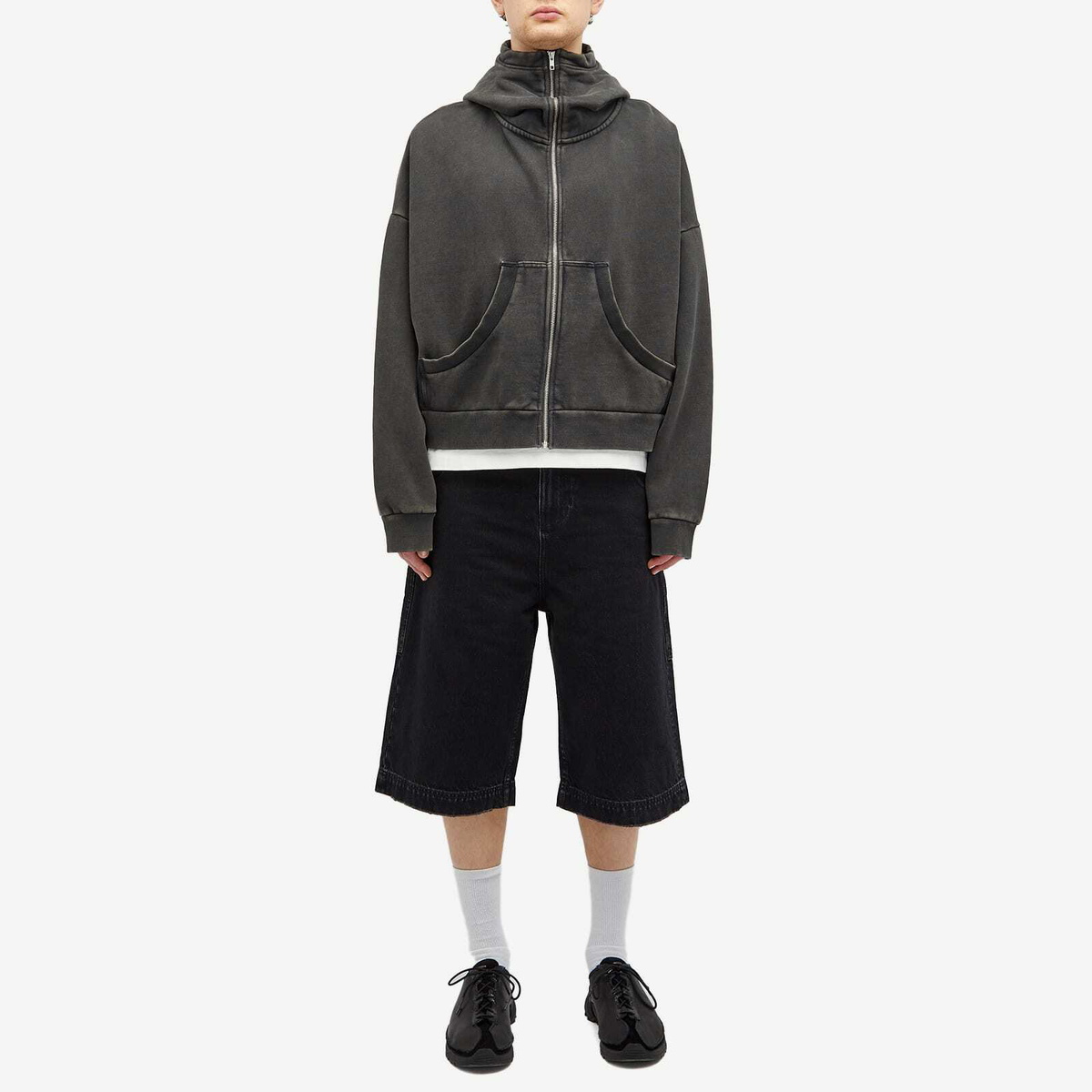 Entire Studios Men's Full Zip in Washed Black Entire Studios