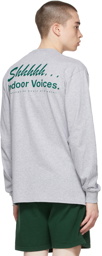 Museum of Peace & Quiet SSENSE Exclusive Grey Cotton 'Indoor Voices' Long Sleeve T-Shirt