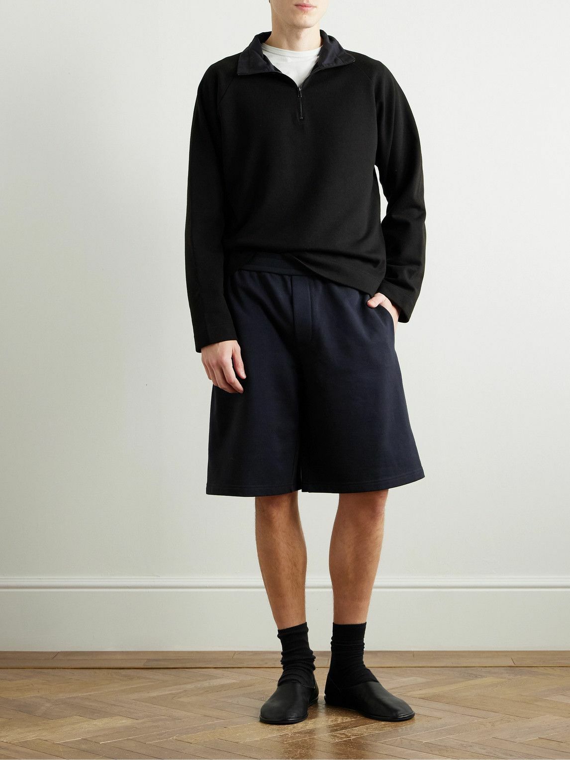 The Row - Eston Wide-Leg Cotton-Jersey Shorts - Blue