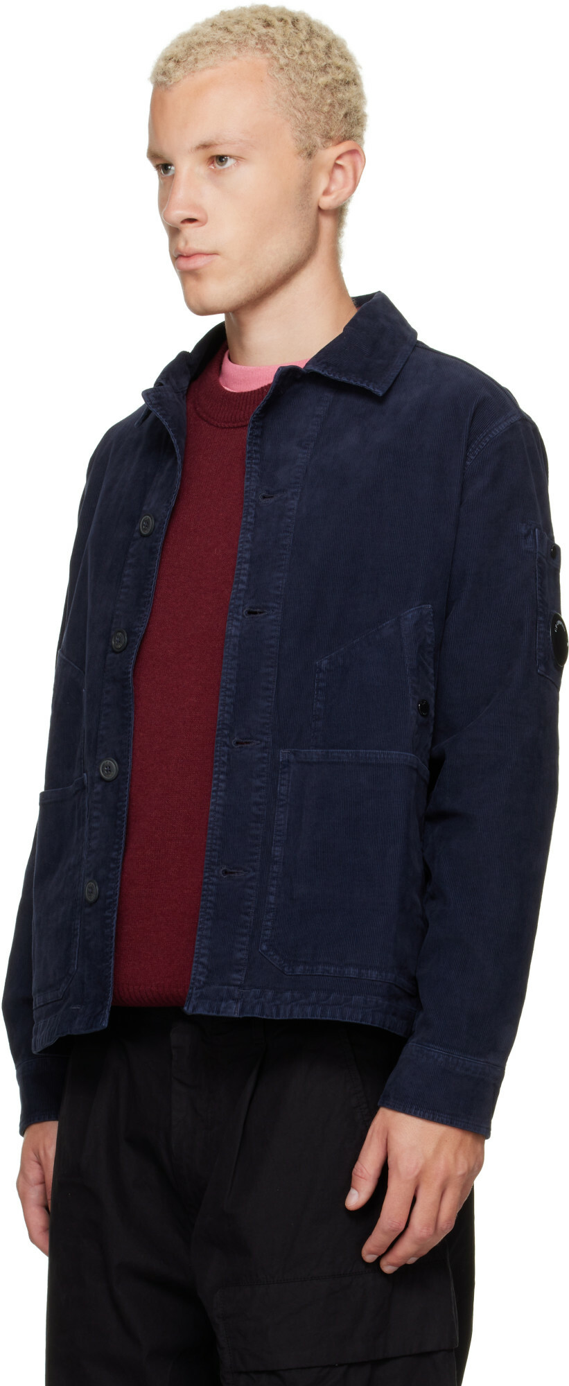 C.P. Company Navy Corduroy Button Lens Jacket