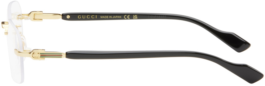 Gucci Gold & Black Rimless Rectangle Glasses