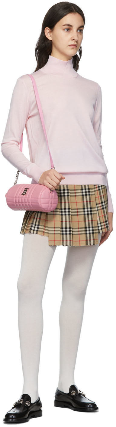 Burberry Pink Quilted Lola Barrel Bag