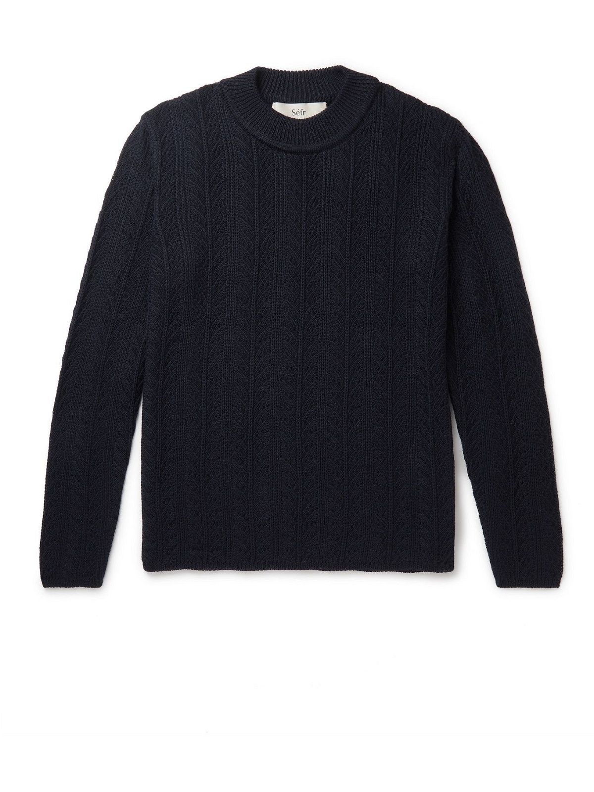 SÉFR - Rufus Cable-Knit Merino Wool-Blend Sweater - Blue Séfr