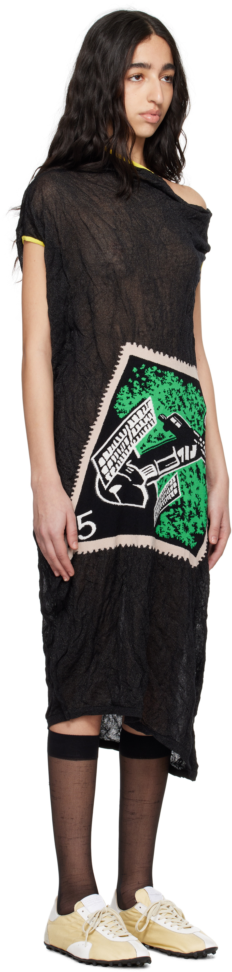 Kiko Kostadinov Black Satellite Knit Midi Dress
