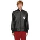 Needles Black Faux-Leather Award Bomber Jacket