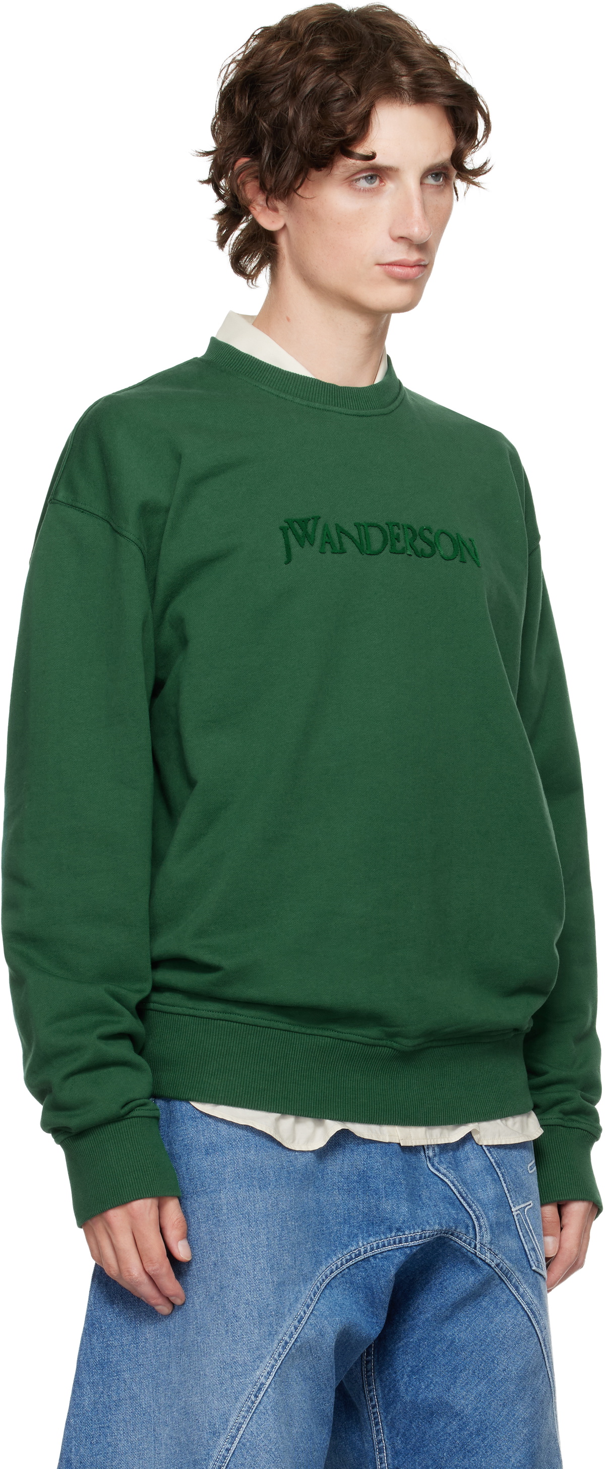JW Anderson Green Logo Embroidery Sweatshirt