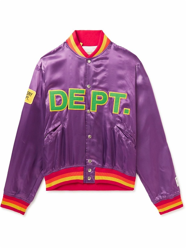 Photo: Gallery Dept. - MVP Embroidered Satin Bomber Jacket - Purple