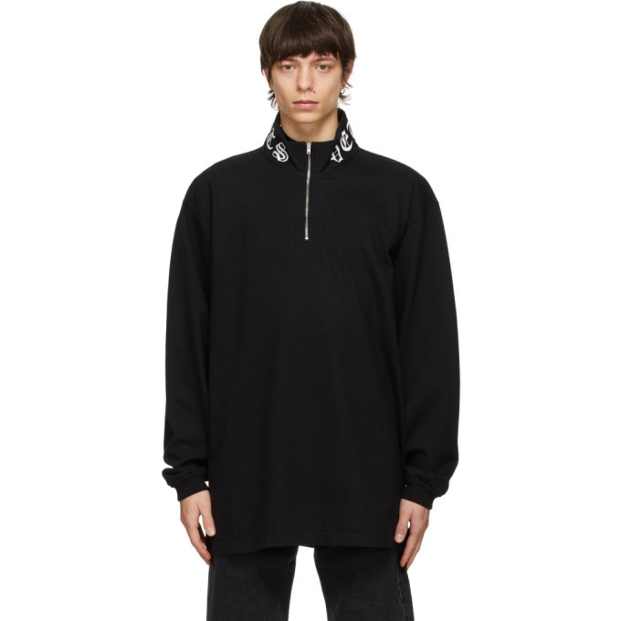 VETEMENTS Black Gothic Logo Zip Turtleneck Vetements