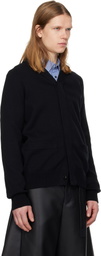 sacai Black Cotton Cashmere Knit Cardigan