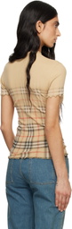 Burberry Beige Gradient Check Stretch Cotton T-shirt