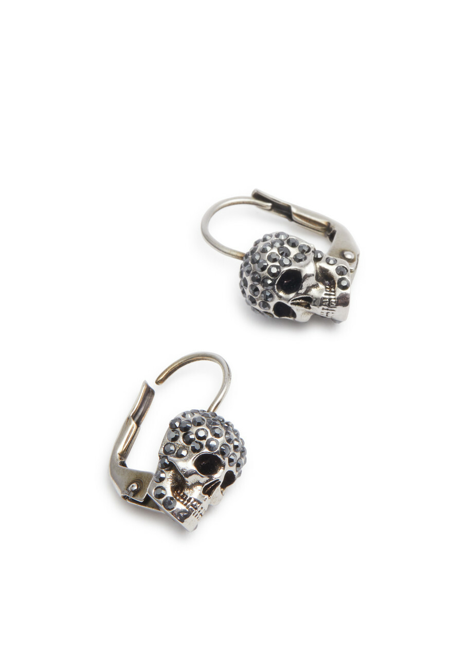 Alexander Mcqueen Skull-embellished Hoop Earrings - Silver
