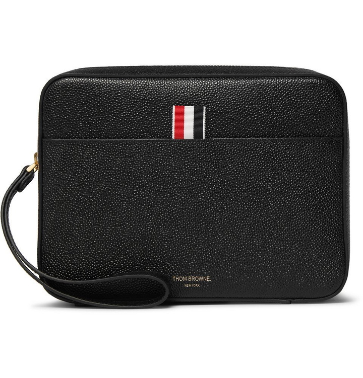 Photo: Thom Browne - Pebble-Grain Leather Pouch - Black