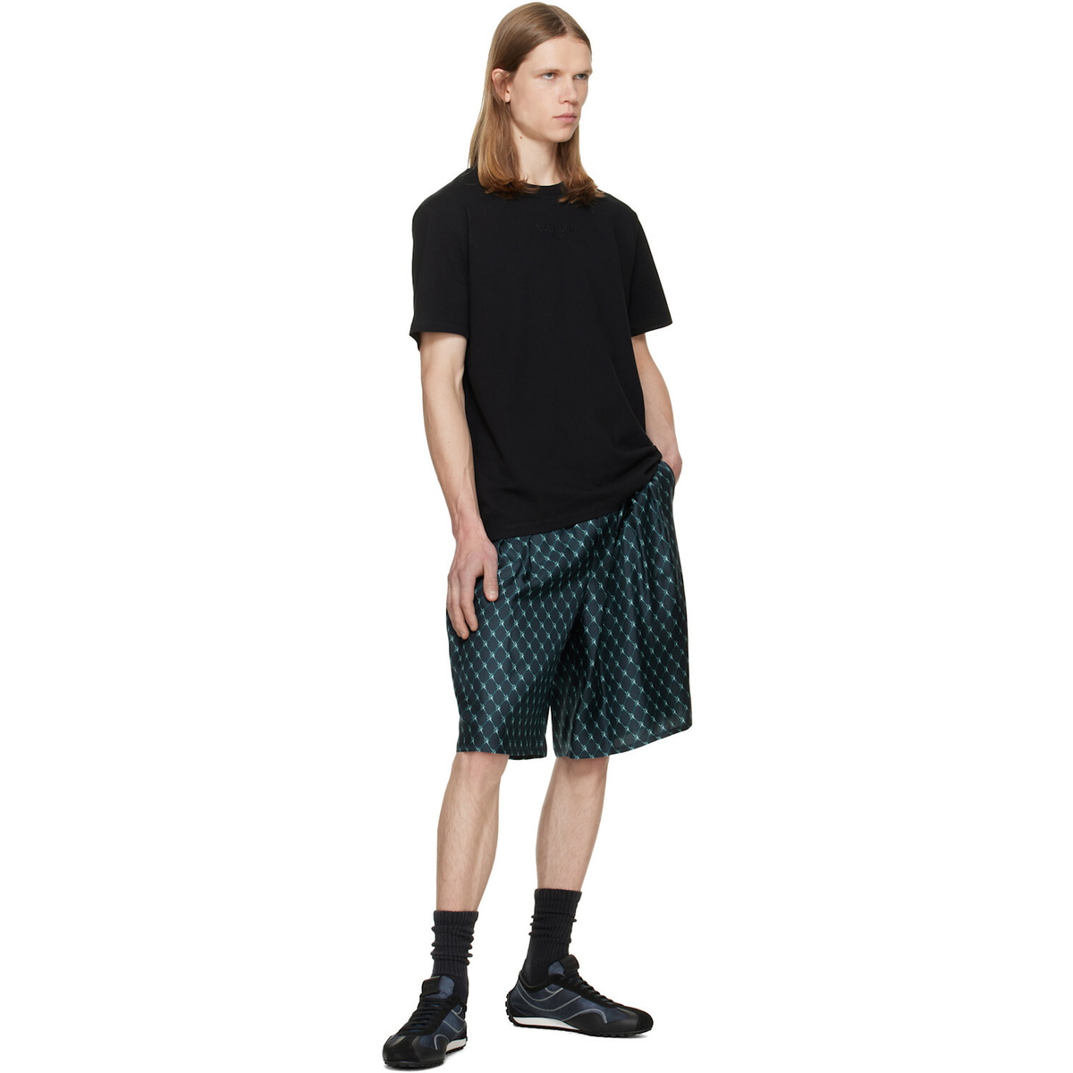 BALMAIN Black Embroidered 'Balmain Paris' T-shirt