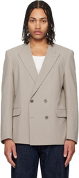 Hugo Taupe Double-Breasted Blazer