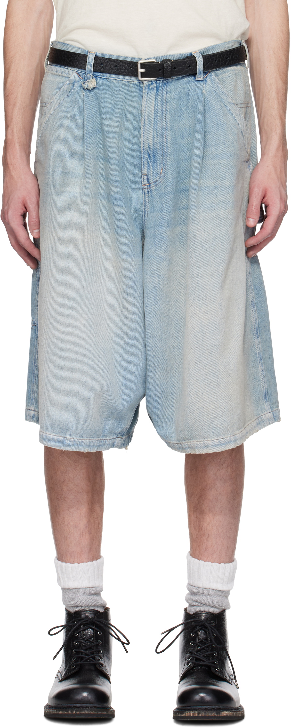 R13 Blue Jesse Carpenter Denim Shorts