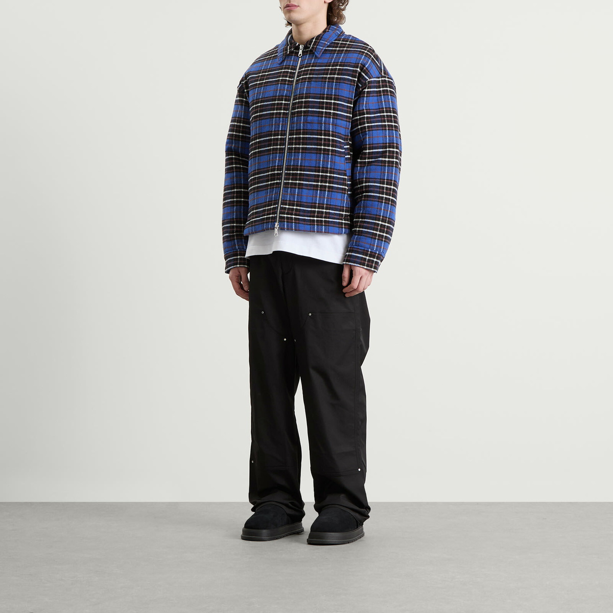 Cole Buxton Men's Flannel Overshirt in Blue/Black