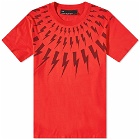 Neil Barrett Men's Fairisle Thunderbolt T-Shirt in Red/Burgundy