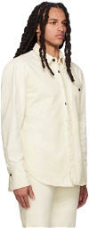 Ferragamo Off-White Spread Collar Denim Shirt