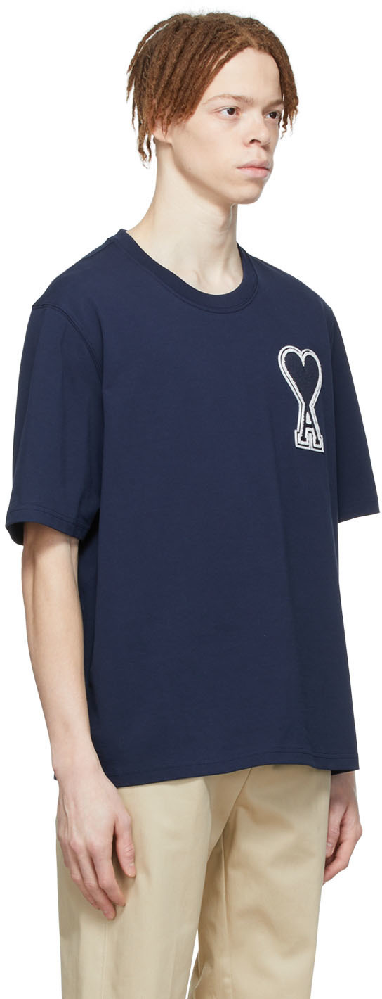 AMI Alexandre Mattiussi SSENSE Exclusive Navy Ami de Cœur T-Shirt