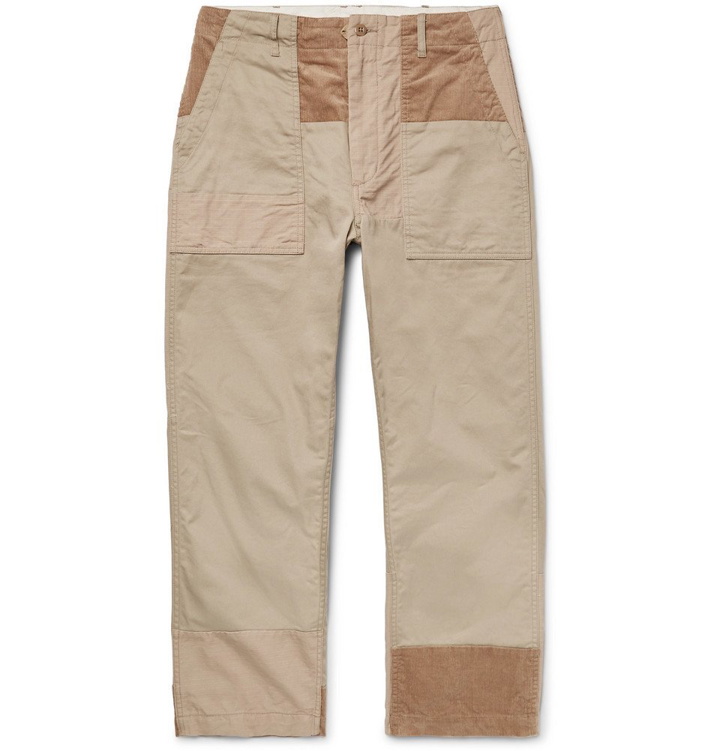 Photo: Engineered Garments - Cropped Patchwork Cotton-Ripstop, Twill and Corduroy Drawstring Trousers - Beige