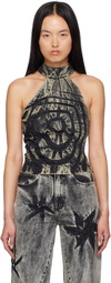Masha Popova SSENSE Exclusive Black Denim Heart Halter Tank Top