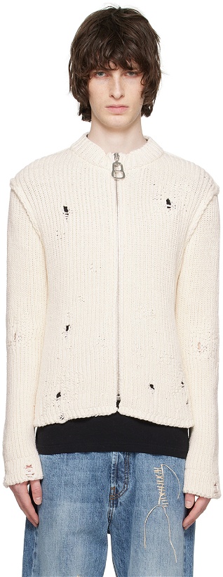 Photo: JW Anderson Off-White Distressed Cardigan