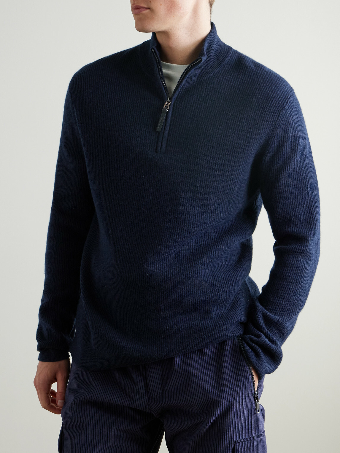 BOGNER - Derek-1 Virgin Wool and Cashmere-Blend Half-Zip Ski Midlayer - Blue