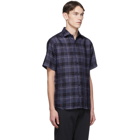 Z Zegna Blue Linen Plaid Shirt