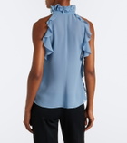 McQueen Ruffled cutout silk georgette top