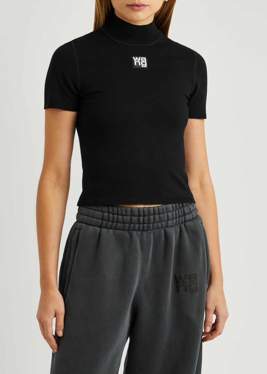 Alexanderwang.t Logo Stretch-knit top Black