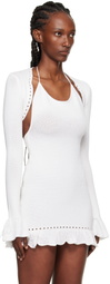 GUIZIO White Crochet Ruffle Sleeve Bolero Cardigan