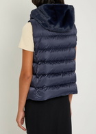 Herno Quilted Hooded Shell and Faux fur Gilet Blue