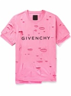 Givenchy - Layered Distressed Logo-Print Cotton-Jersey T-Shirt - Pink