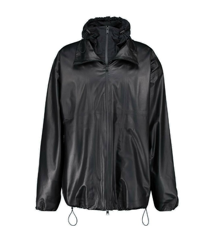 Photo: Bottega Veneta Leather jacket with nylon hood