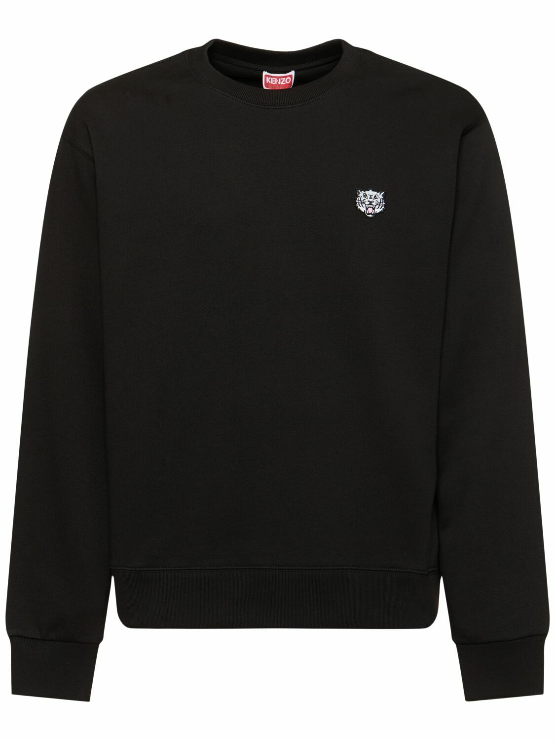 KENZO Logo Appliqued Printed Cotton Blend Jersey Sweatshirt Black Kenzo