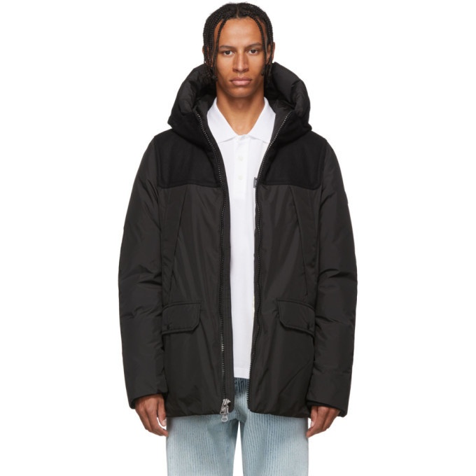 Photo: Woolrich John Rich and Bros Black Down Wool Patch Parka