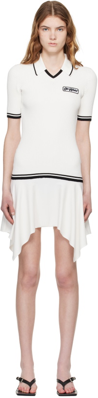 Photo: Off-White White Rib Viscose Knit Polo Minidress