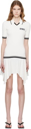 Off-White White Rib Viscose Knit Polo Minidress