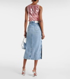 7 For All Mankind High-rise denim midi skirt