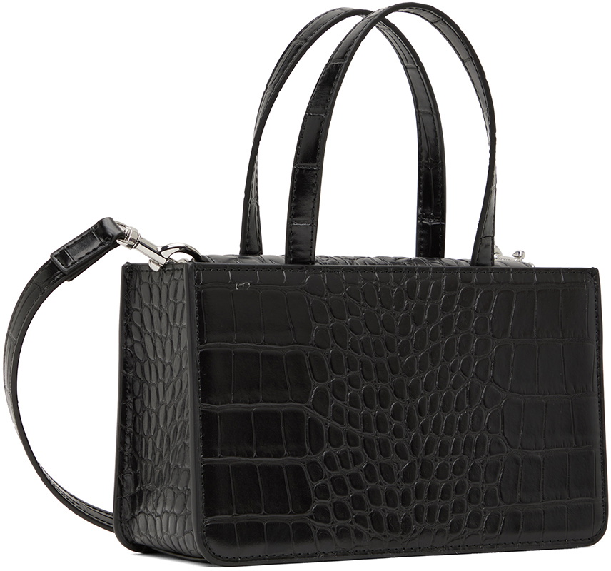 Puppets and Puppets Black Small Faux Croc Jewel Cookie Bag