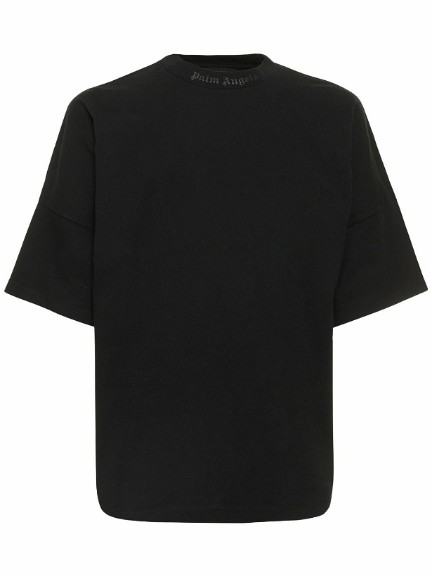 Photo: PALM ANGELS - Oversize Glittered Logo Cotton T-shirt