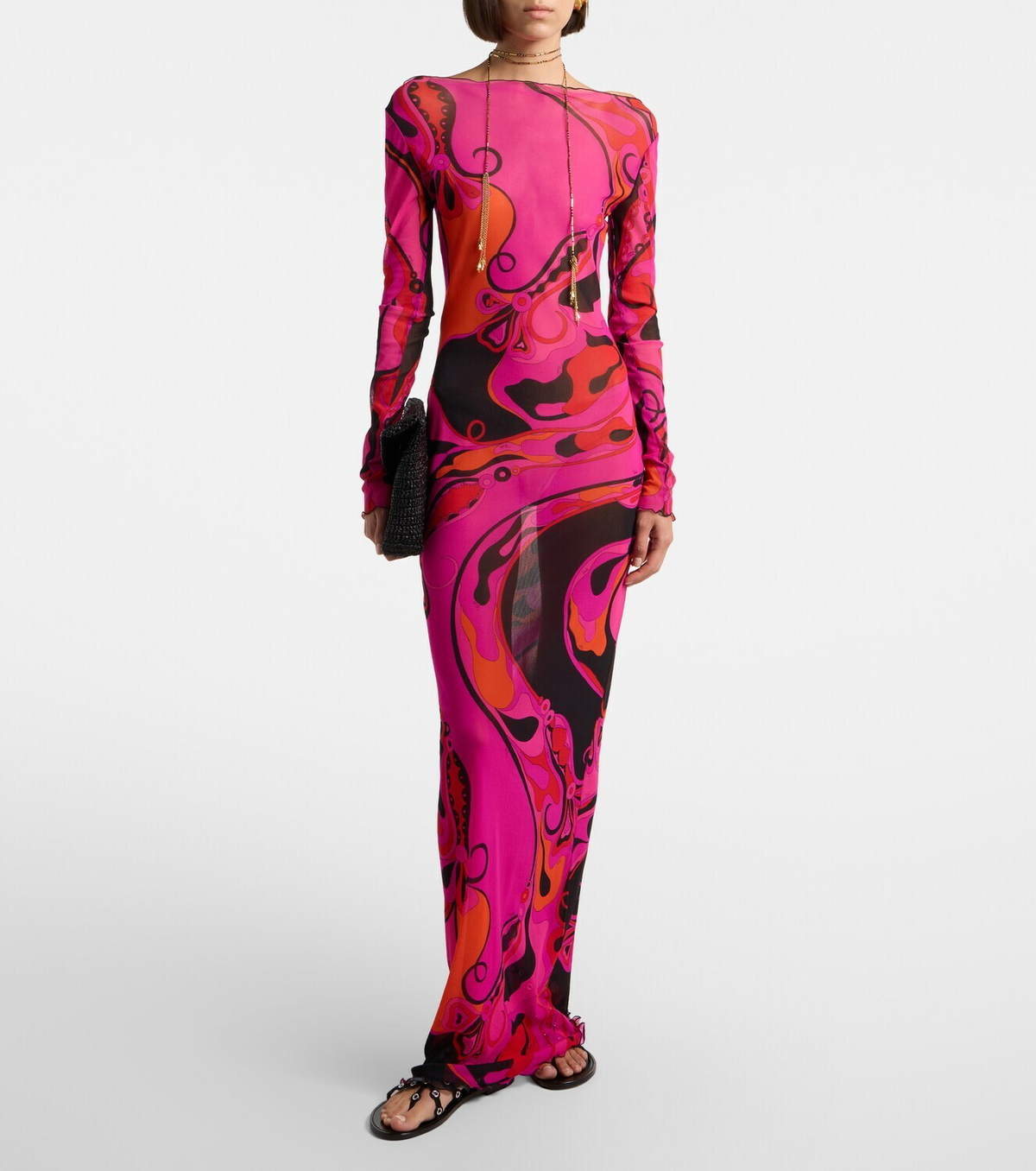 Pucci Orchidee tulle maxi dress