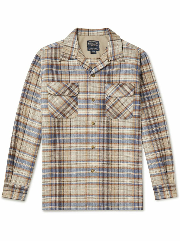 Photo: Pendleton - The Original Board Camp-Collar Checked Virgin Wool Shirt - Brown