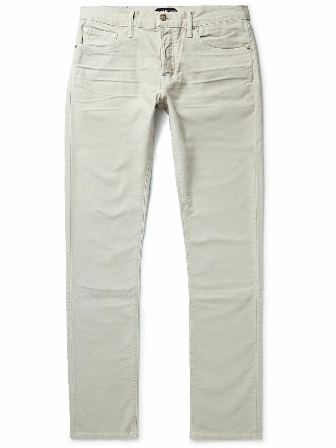 TOM FORD - Slim-Fit Garment-Dyed Stretch-Cotton Moleskin Trousers ...