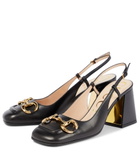 Gucci - Horsebit leather slingback pumps