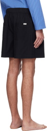 Tekla Black Poplin Pyjama Shorts