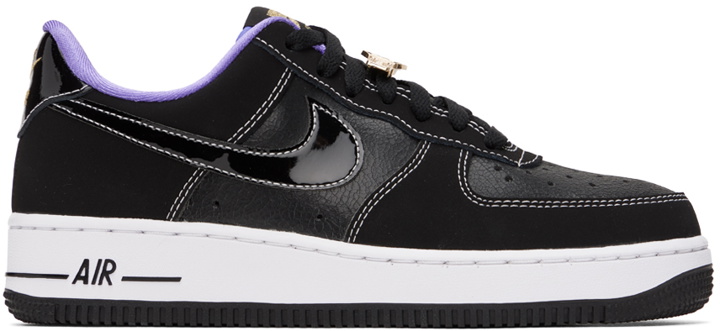 Photo: Nike Black & Purple Air Force 1 '07 LV8 Low Sneakers