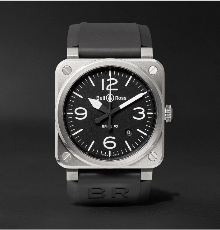 Photo: Bell & Ross - BR 03-92 42mm Stainless Steel and Rubber Watch, Ref. No. BR0392‐BLC-ST - Black
